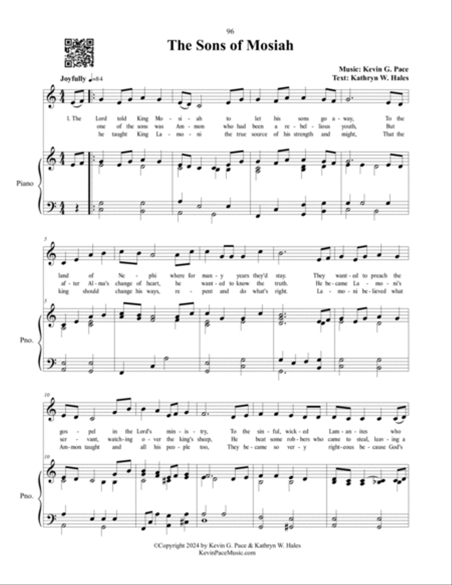 The Sons of Mosiah, children's song from the Book of Mormon, Another Testament of Christ Voice scores gallery preview page 2