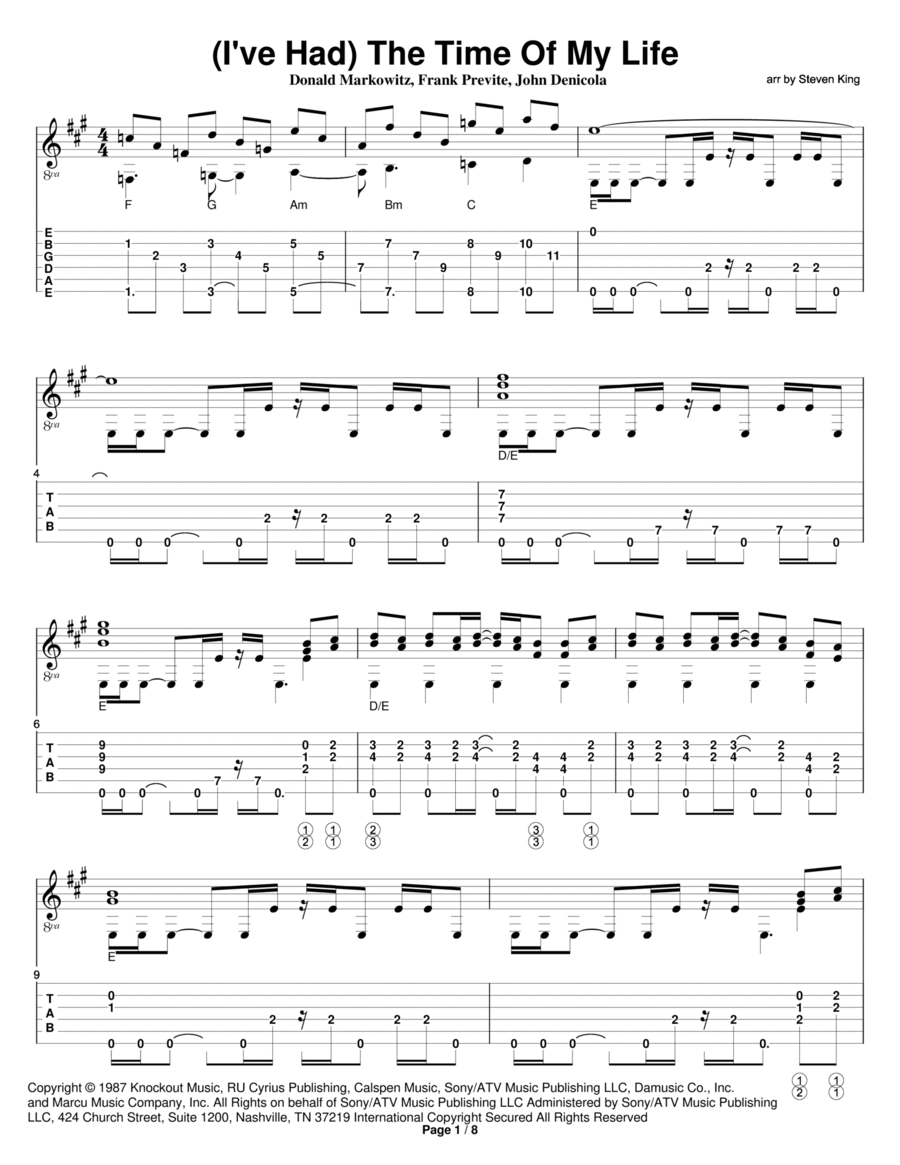 (i've Had) The Time Of My Life Guitar Solo scores gallery preview page 1