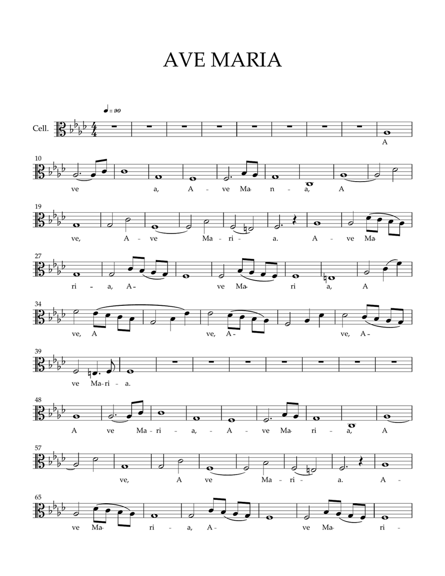 Caccini - Ave Maria for cello and piano/organ (Fm) Organ Accompaniment scores gallery preview page 5