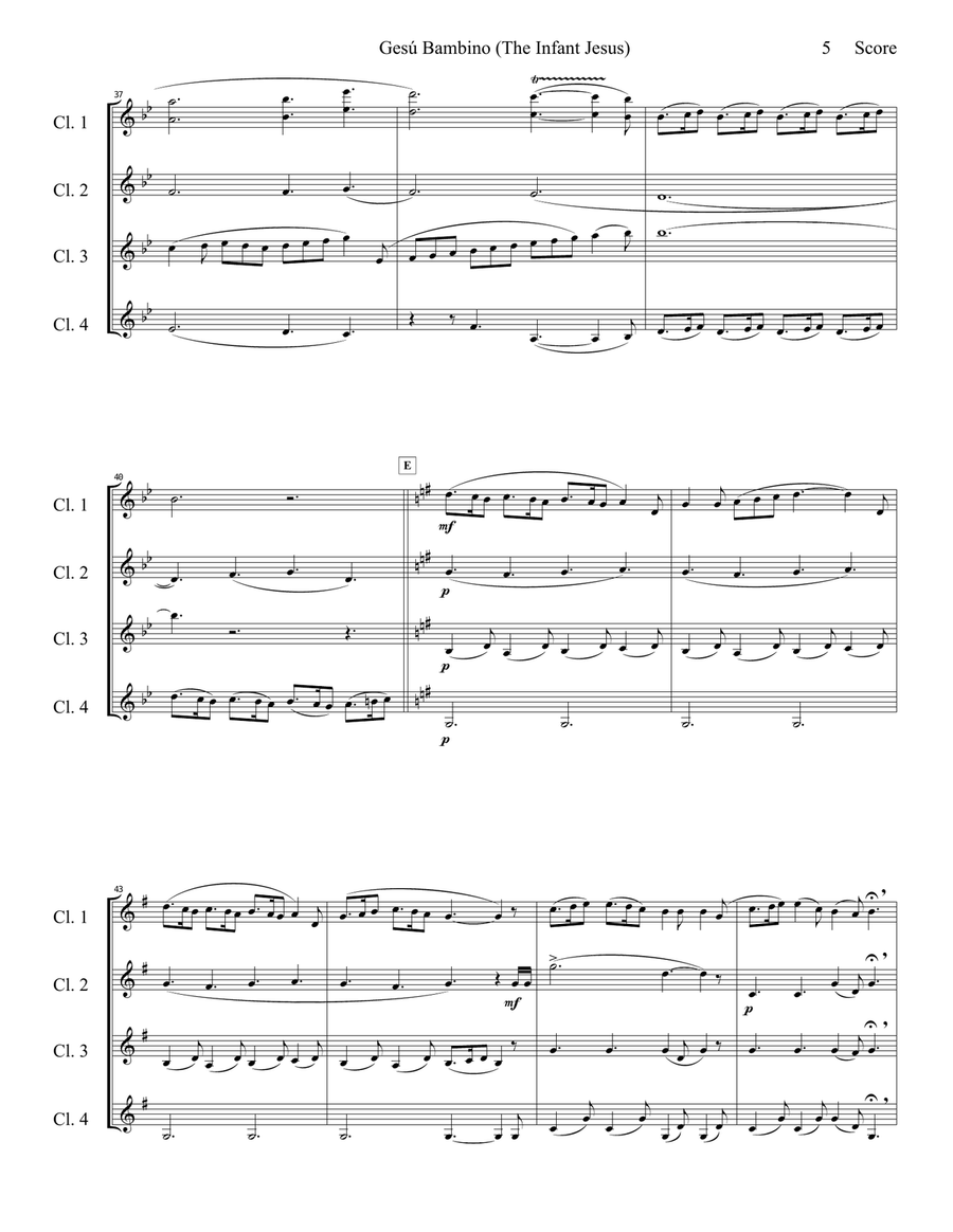 Gesu Bambino by Pietro Yon for Clarinet Quartet image number null