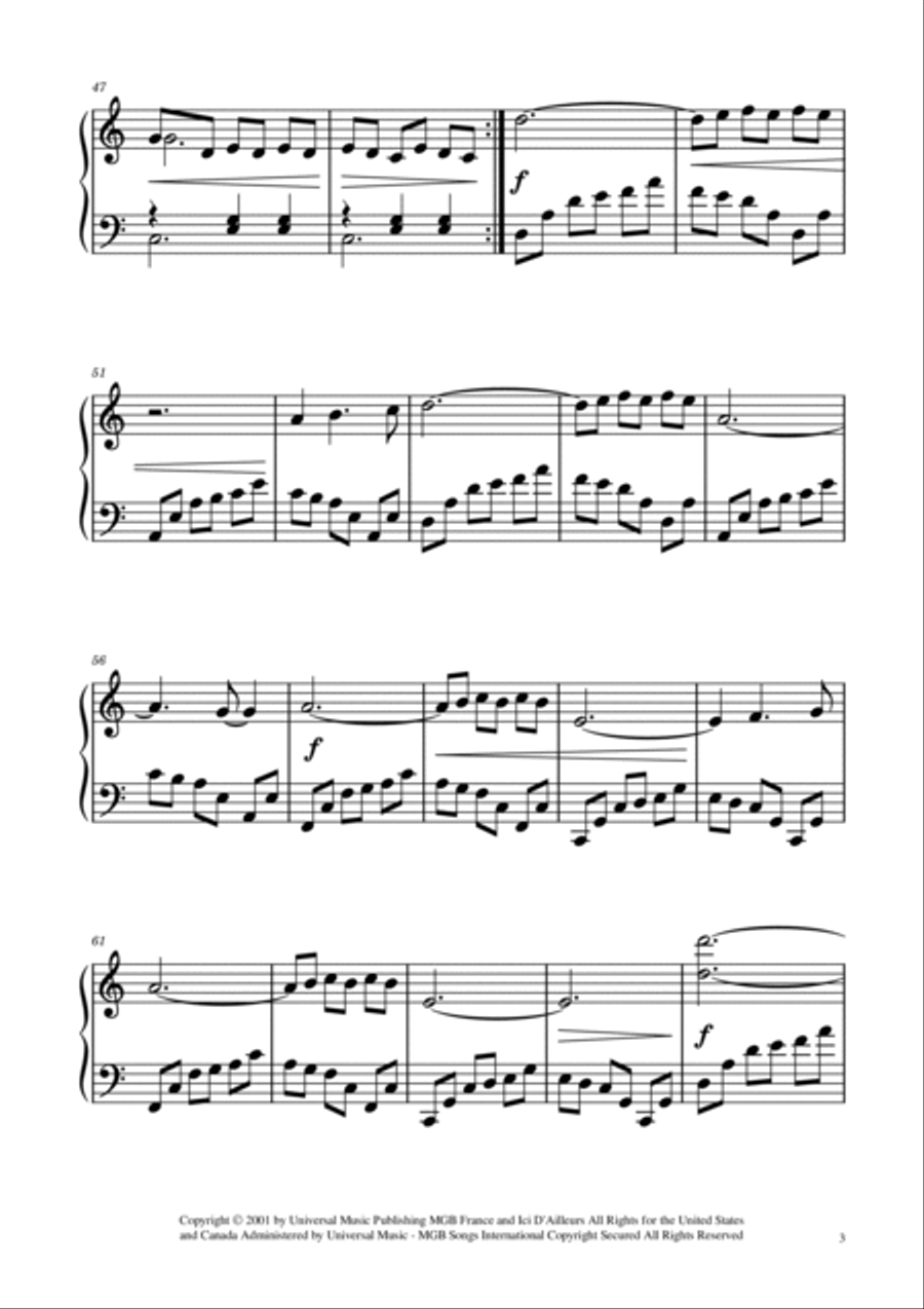 La Valse D'amelie Piano Solo scores gallery preview page 3