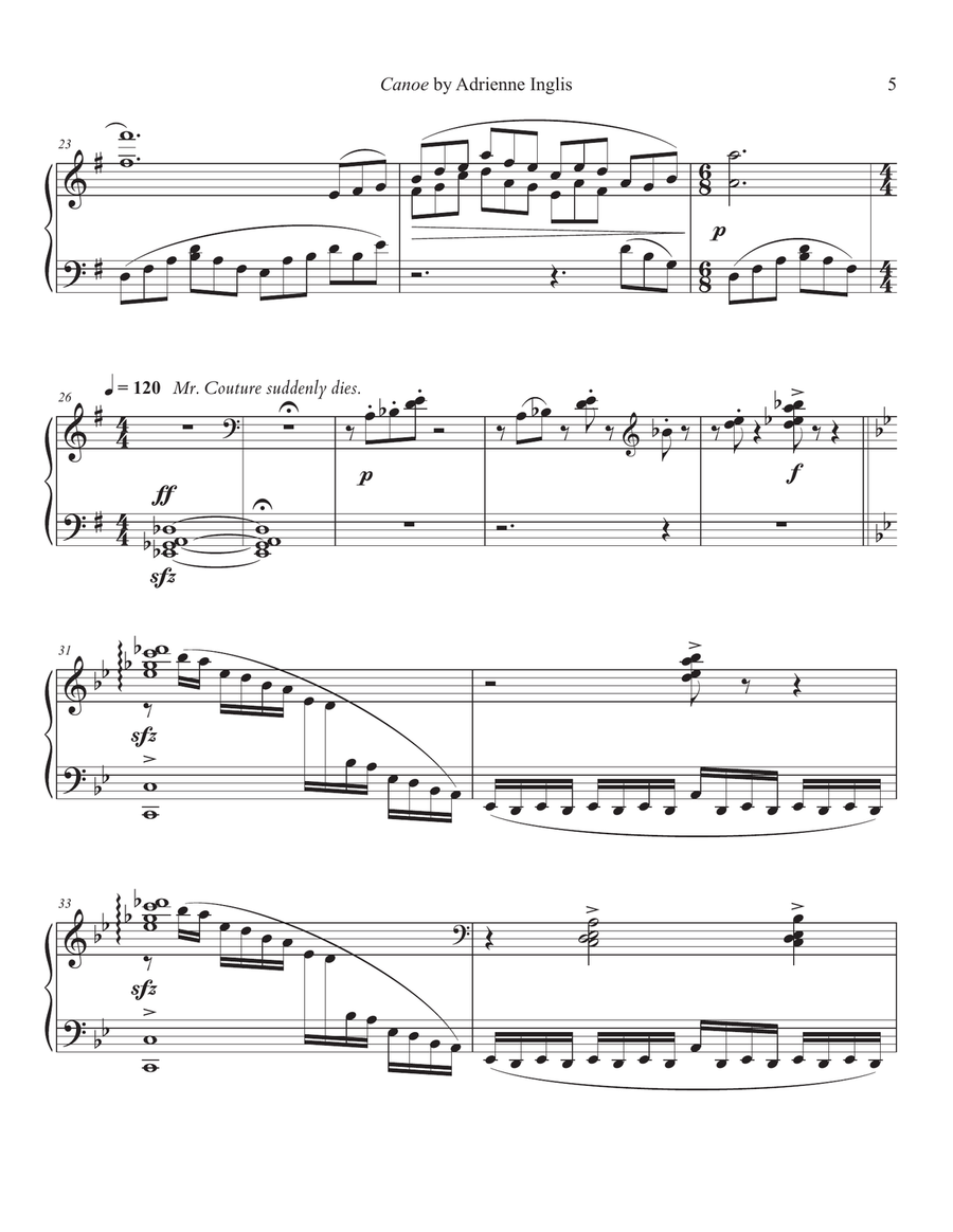 Canoe for solo piano Piano Solo scores gallery preview page 5