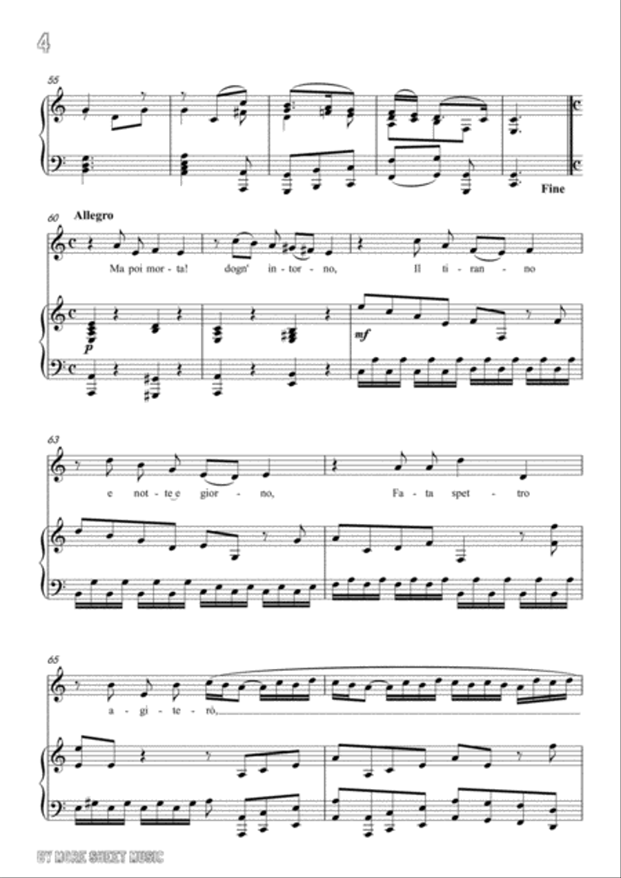Handel-E pur così in un giorno...Piangerò la sorte mia in C Major,for Voice and Piano Voice Solo scores gallery preview page 6