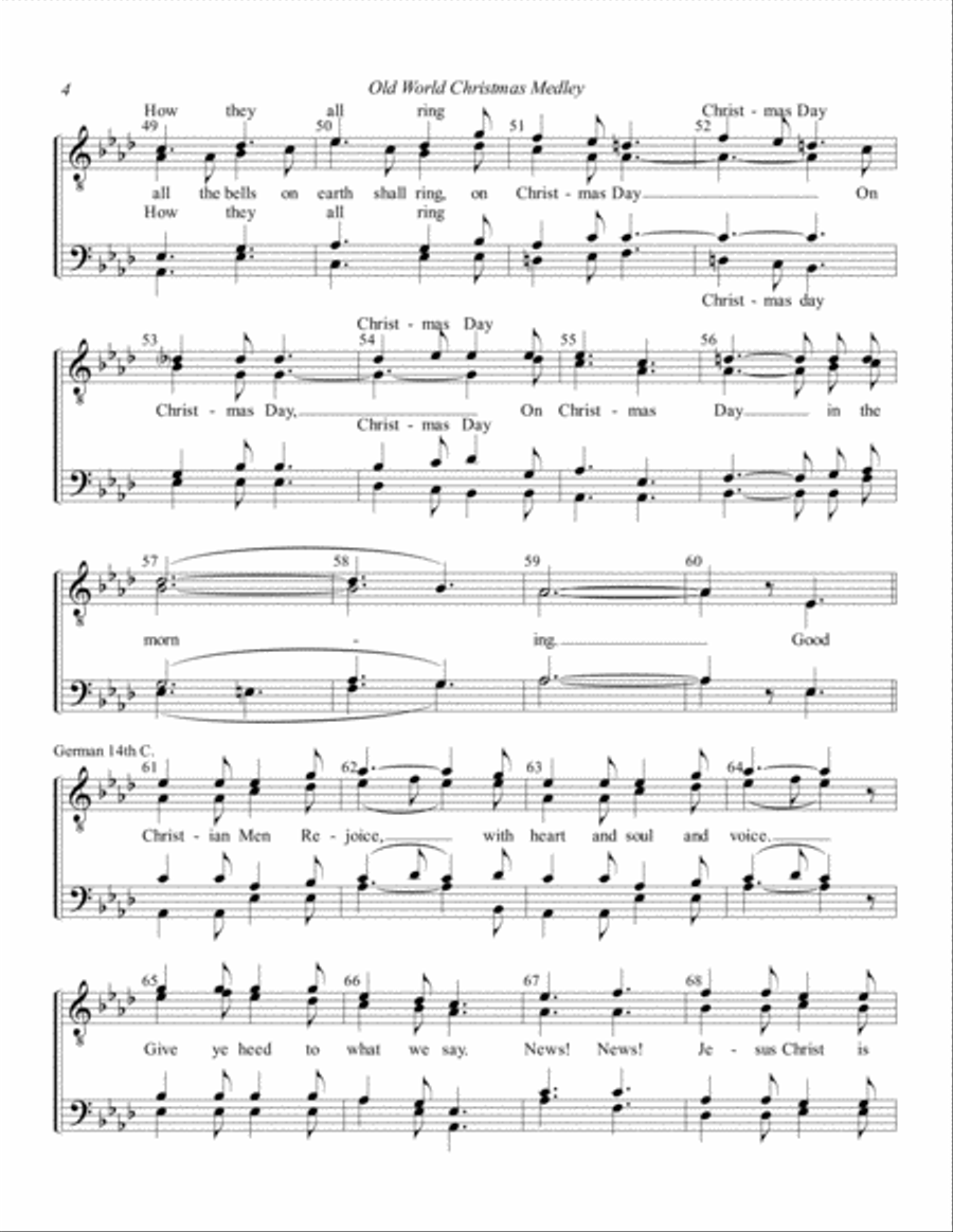 Old World Christmas Medley TTBB scores gallery preview page 4