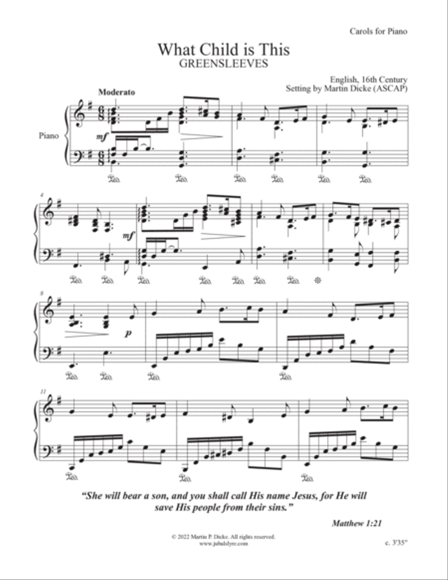 What Child Is This (Carols for Piano) Piano Solo scores gallery preview page 2