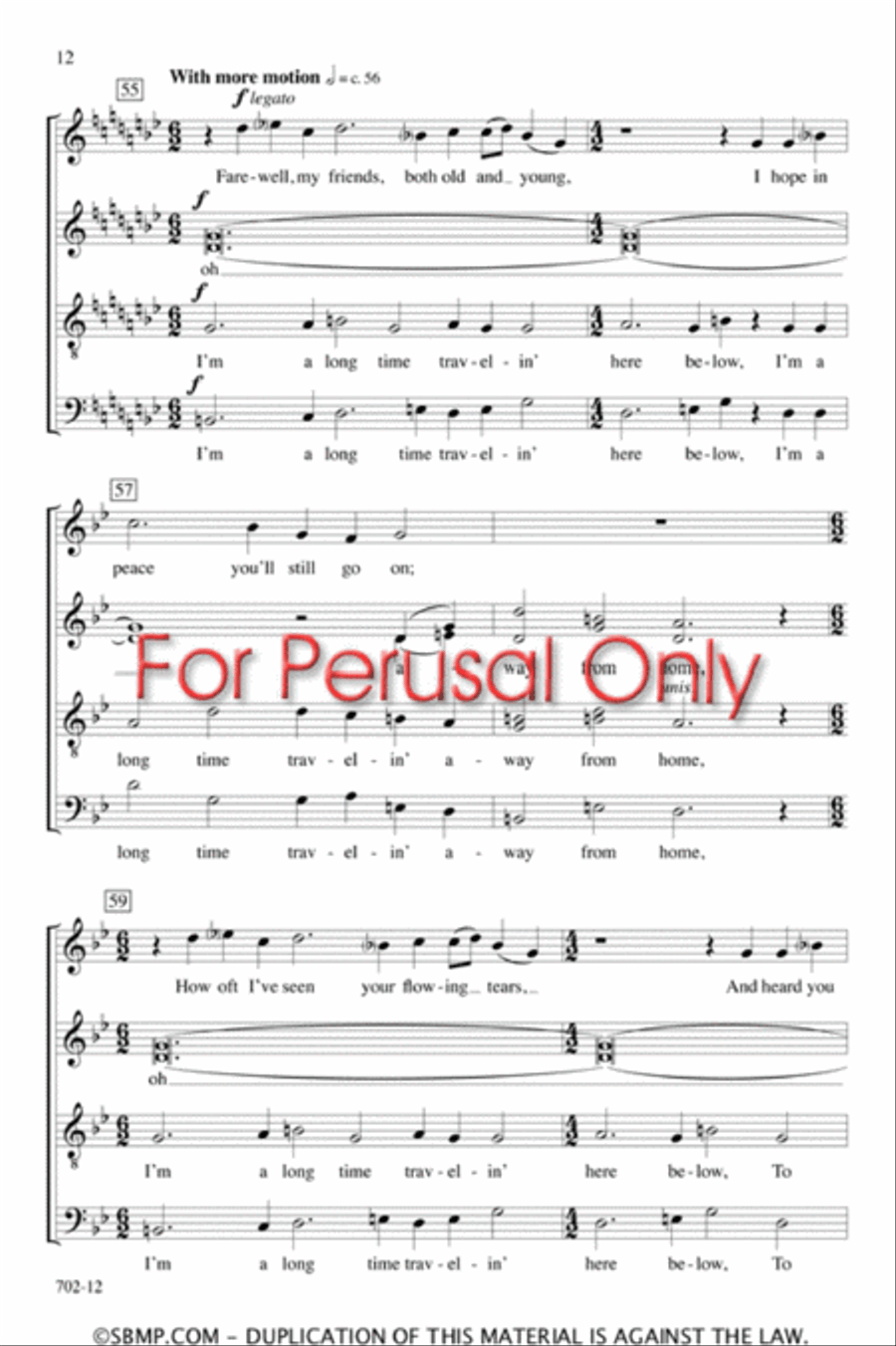 Long Time Trav'ling - SATB divisi Octavo Divisi scores gallery preview page 11
