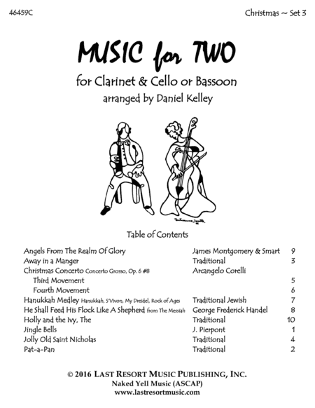 Christmas Duets for Clarinet and Bassoon or Clarinet & Cello - Set 3 - Music for Two