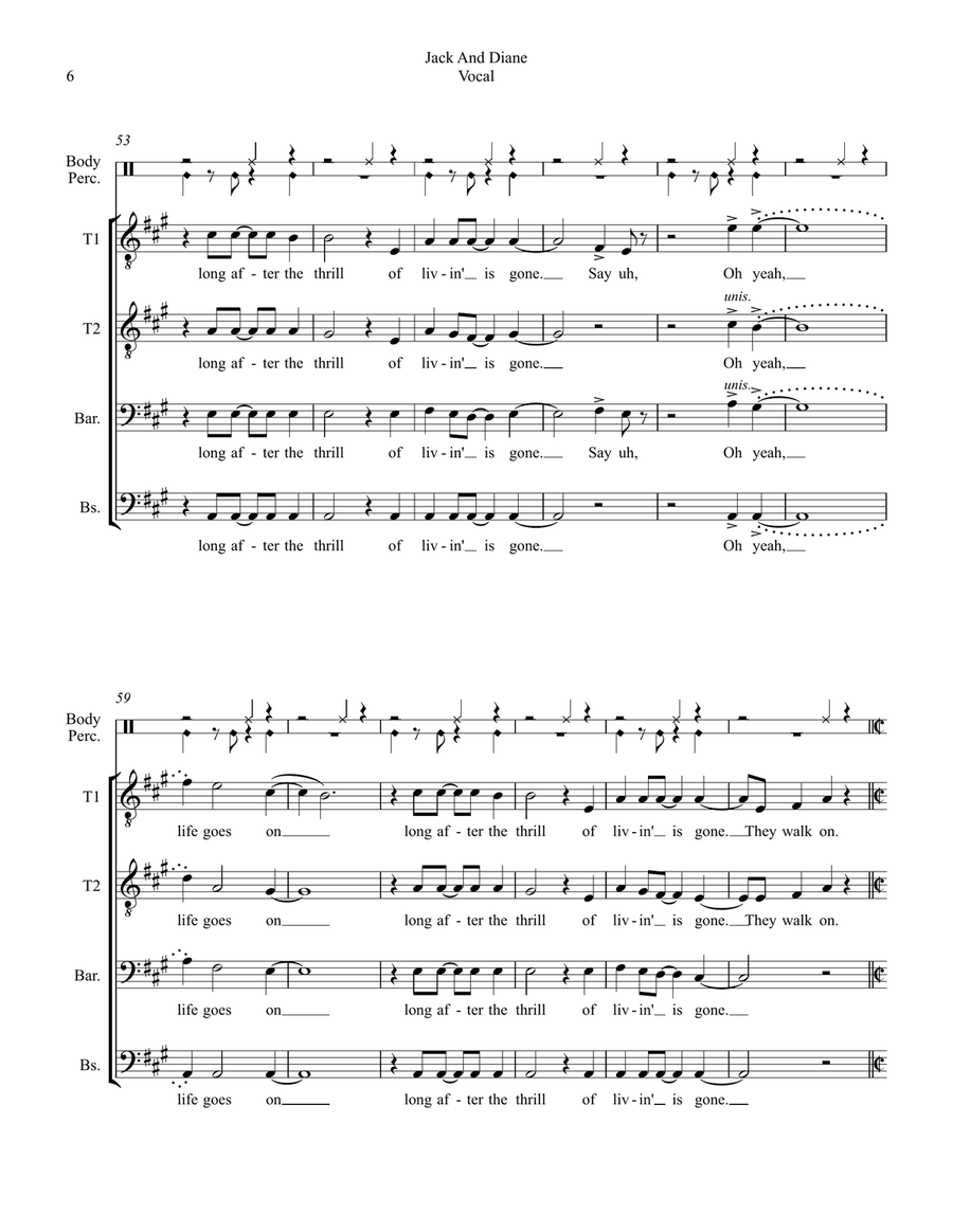 Jack And Diane TTBB scores gallery preview page 6