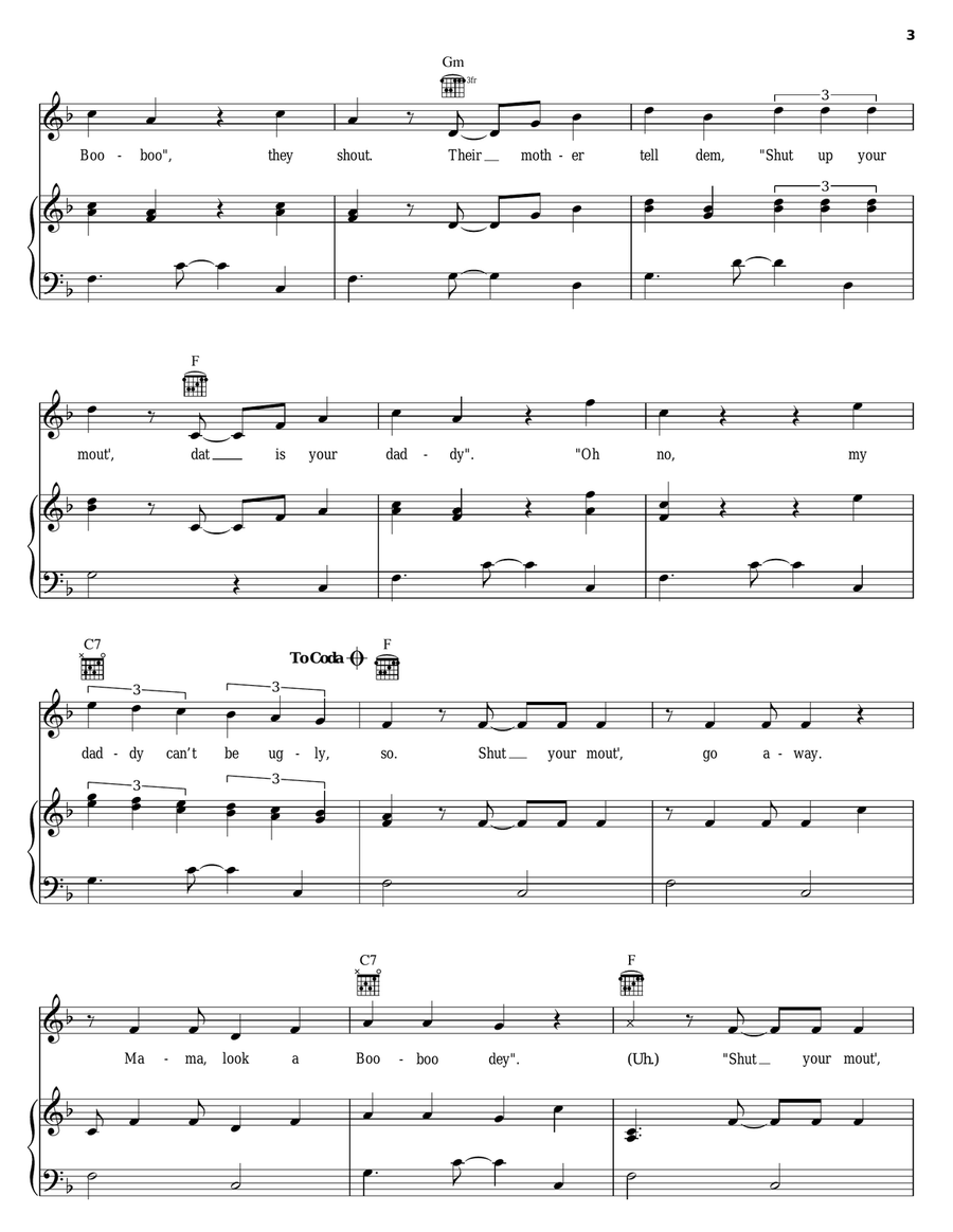 Mama Look A Boo Boo Piano, Vocal, Guitar scores gallery preview page 3