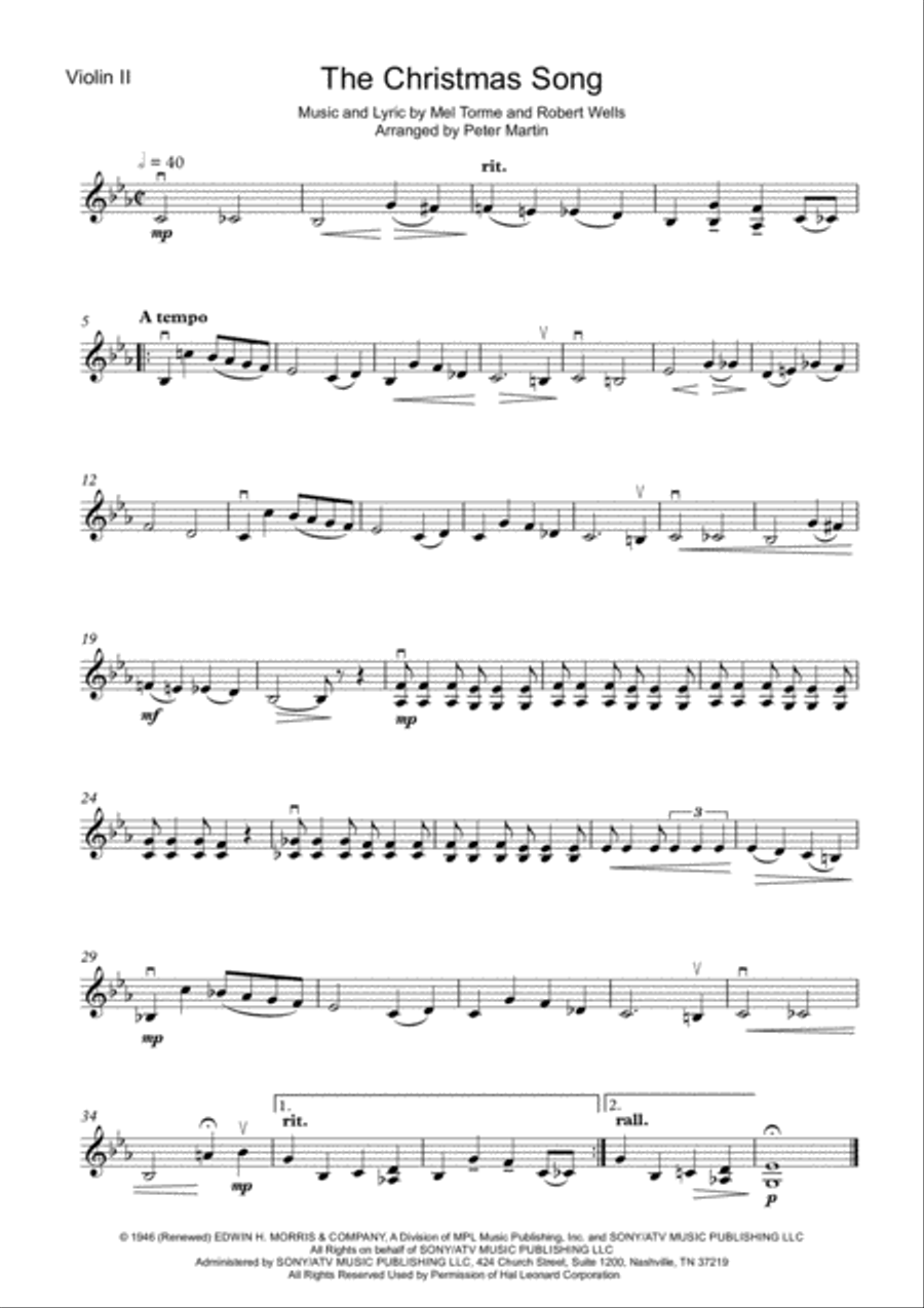 The Christmas Song (Chestnuts Roasting On An Open Fire) String Quartet scores gallery preview page 4
