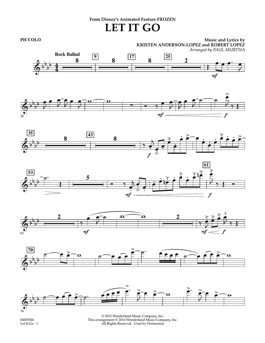 Let It Go - Piccolo Concert Band scores gallery preview page 1