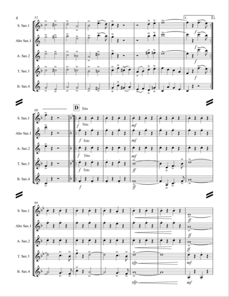 March - National Emblem (for Saxophone Quartet SATB or AATB) Saxophone Quartet scores gallery preview page 5