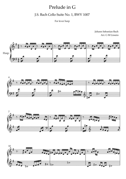 Prelude in G - Johann Sebastian Bach for 22-string harp