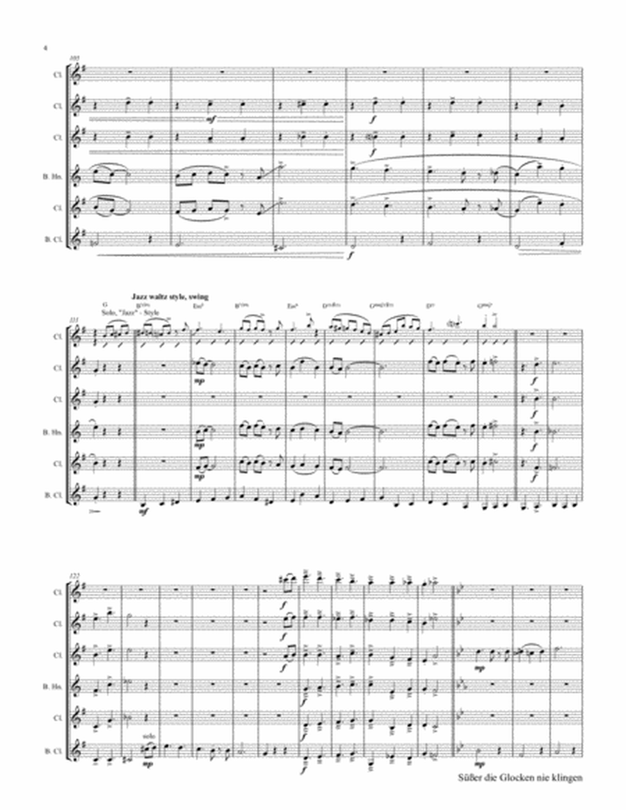 Süßer die Glocken nie klingen - German Christmas Song - Clarinet Quintet image number null