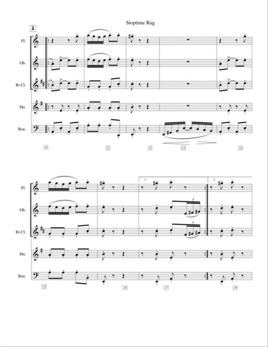 Stoptime Rag Woodwind Quintet scores gallery preview page 2