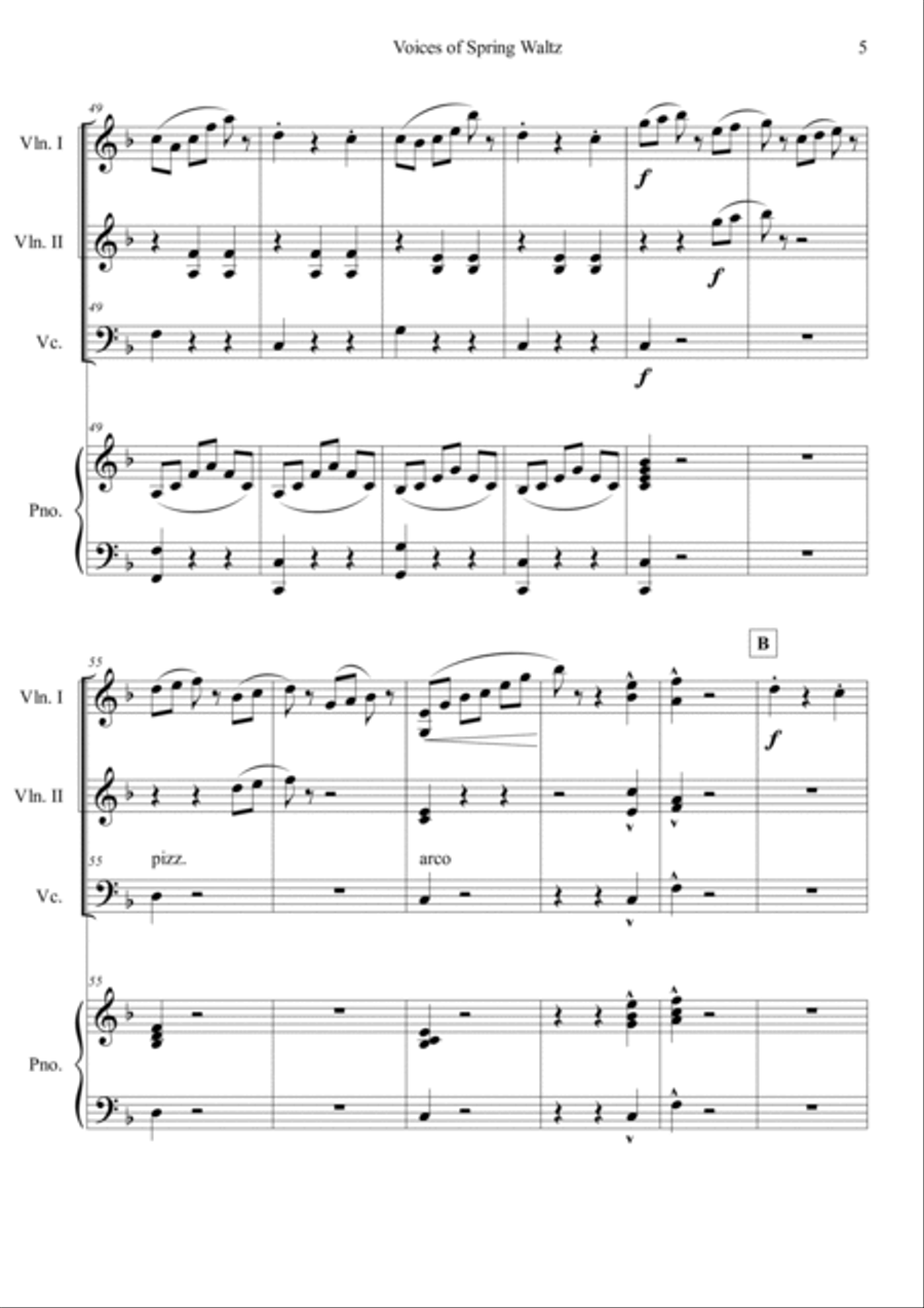 Voice of Spring Waltz Piano Quartet scores gallery preview page 5