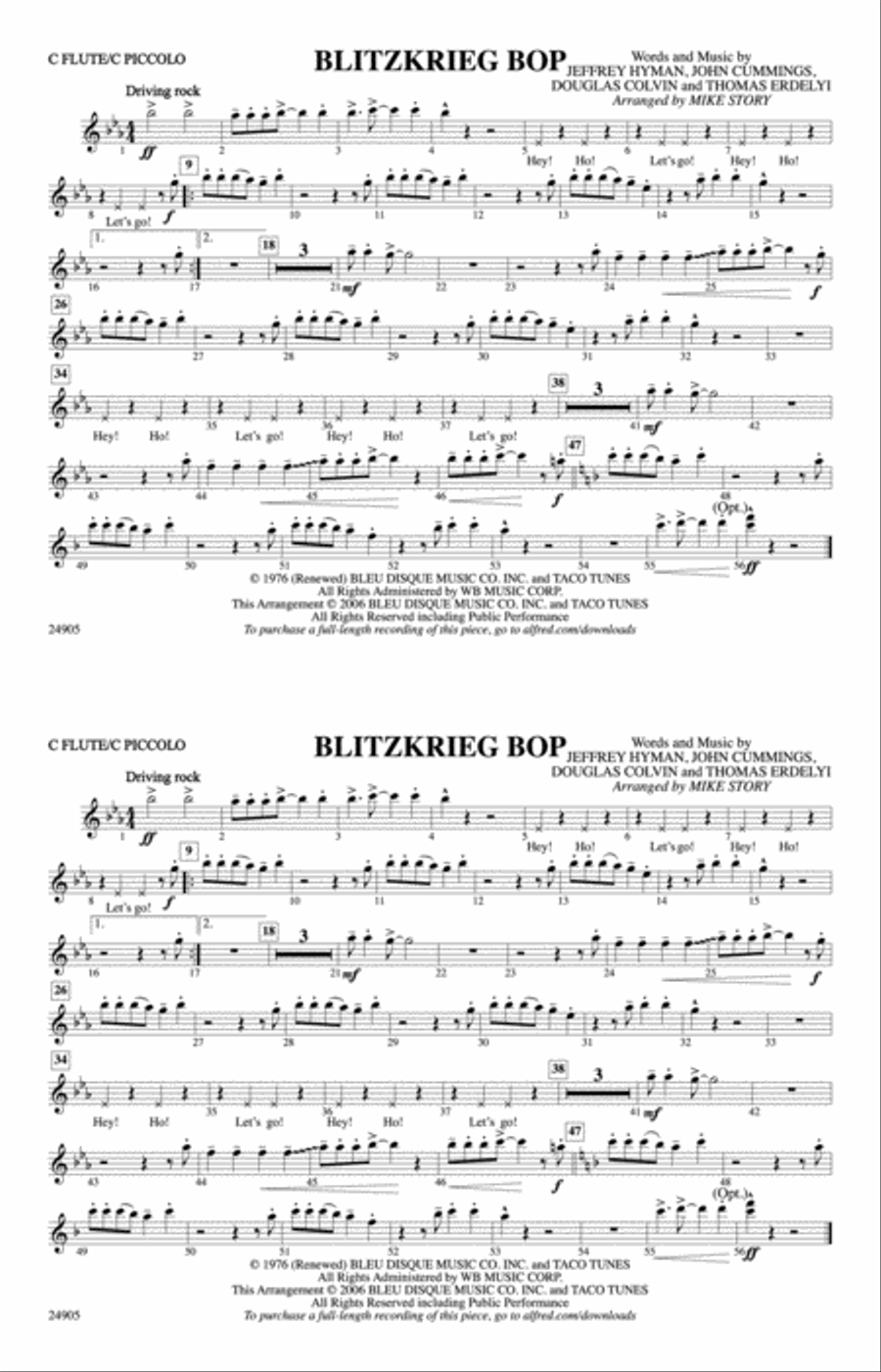 Blitzkrieg Bop: Flute Blitzkrieg Bop: Flute Marching Band scores gallery preview page 1