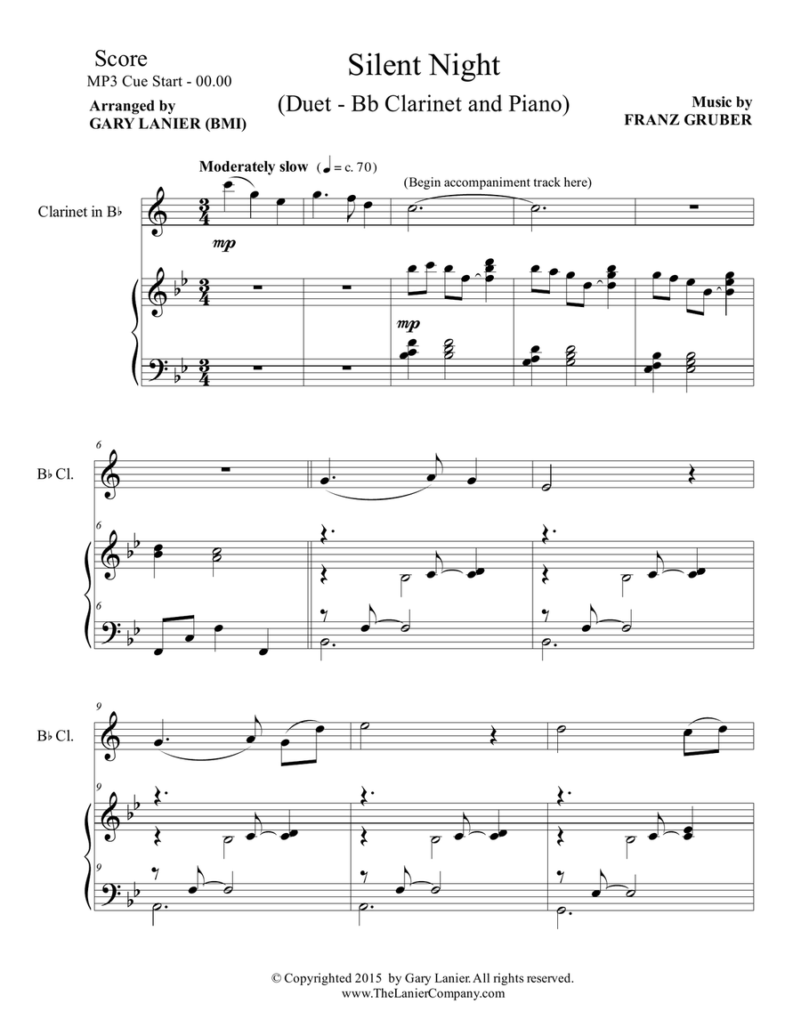 CHRISTMAS CLARINET (6 Christmas songs for Bb Clarinet & Piano with Score/Parts) image number null