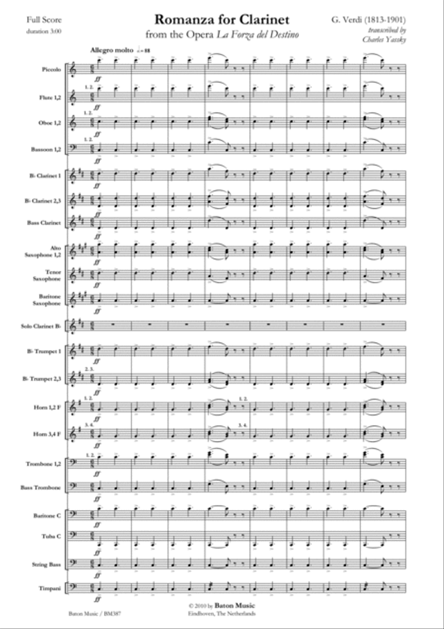 Romanza for Clarinet Romanza for Clarinet Concert Band scores gallery preview page 2