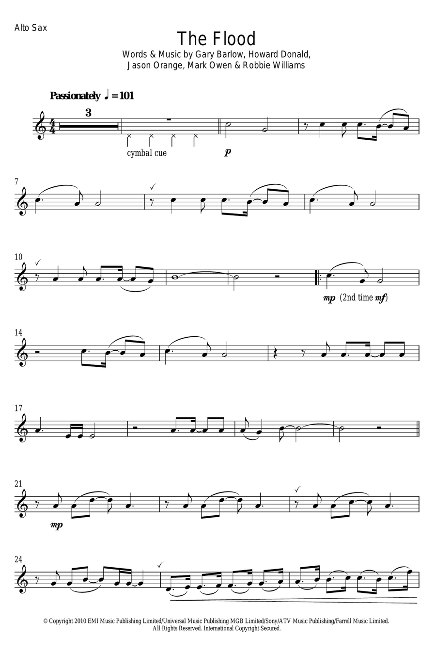 The Flood Alto Saxophone scores gallery preview page 1