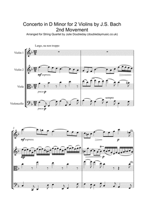 Bach Doubled Violin Concerto 2nd Movement Arranged for String Quartet