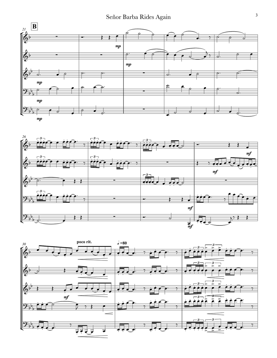 Señor Barba Rides Again Brass Ensemble scores gallery preview page 5