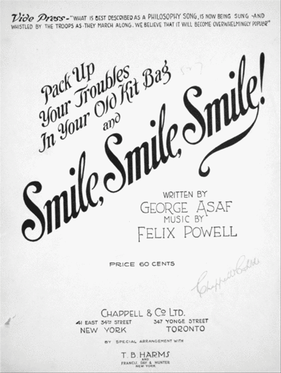 (Pack Up Your Troubles in Your Old Kit Bag) and Smile, Smile, Smile Voice scores gallery preview page 1