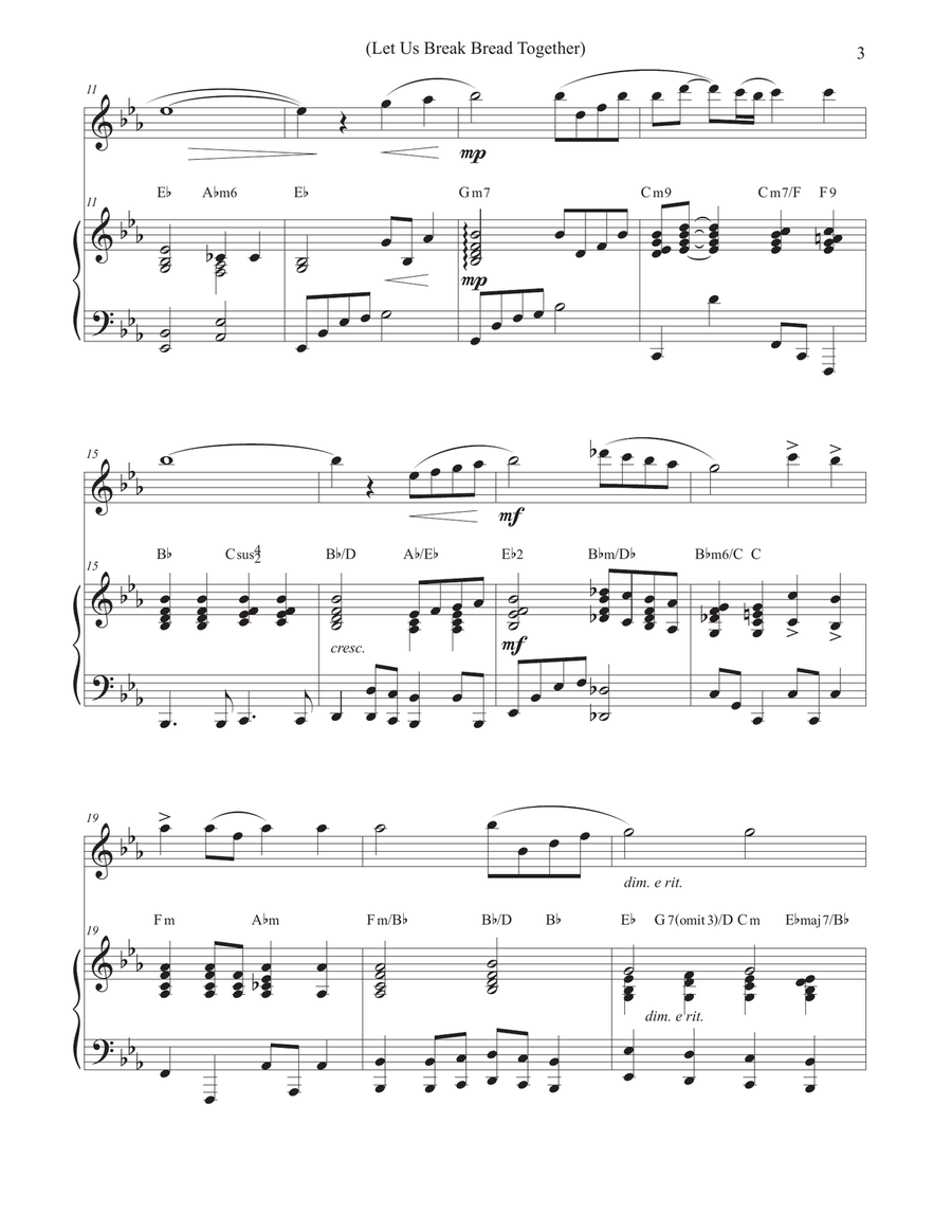 Let Us Break Bread Together (Flute & Piano in D Major) Flute Solo scores gallery preview page 3