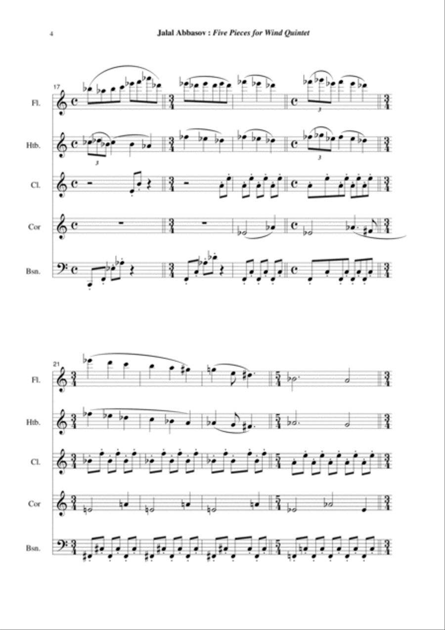 Five Pieces for Wind Quintet Woodwind Quintet scores gallery preview page 4