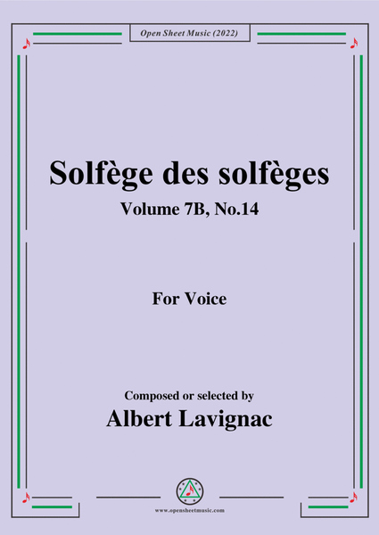 Lavignac-Solfege des solfeges,Volume 7B No.14,for Voice