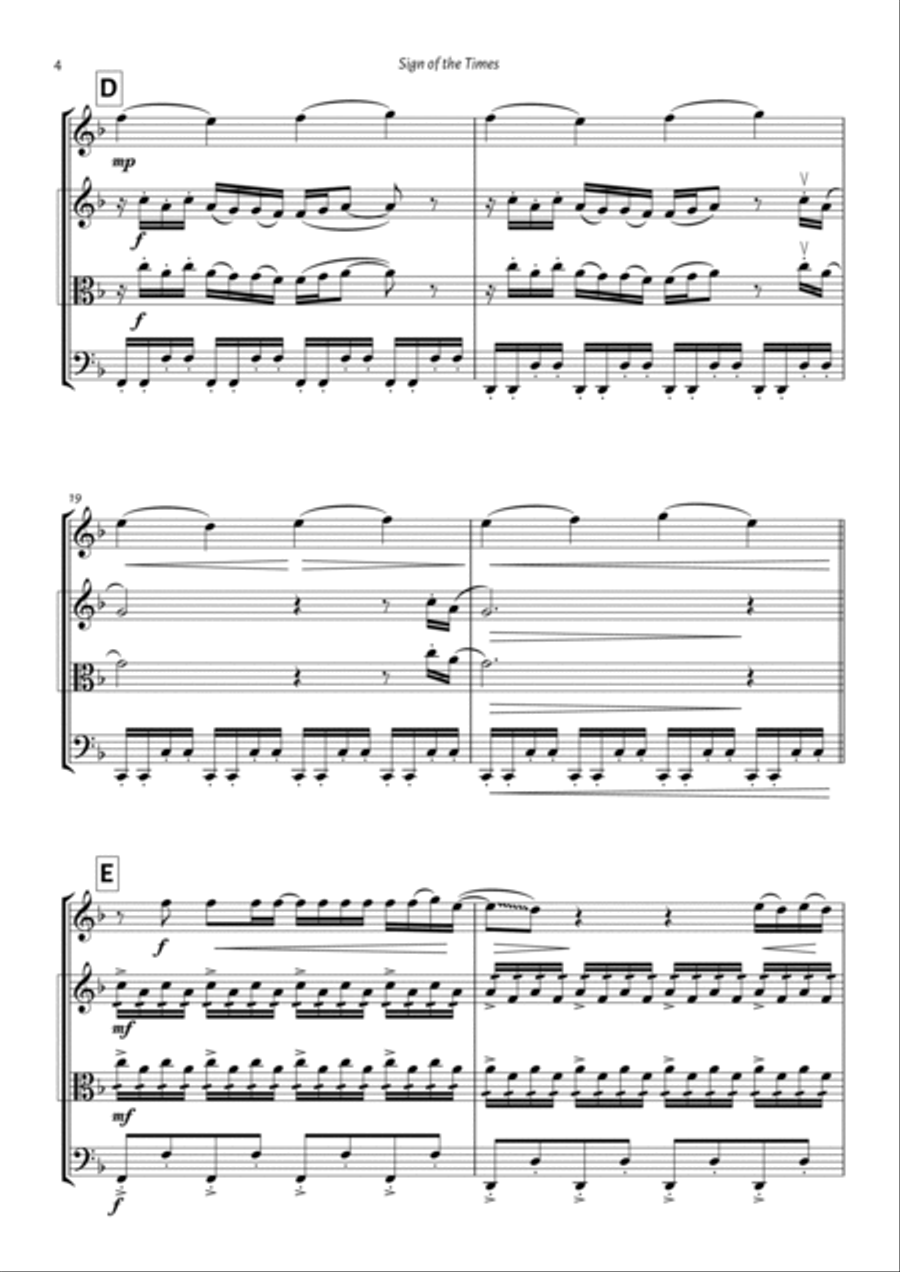 Sign Of The Times String Trio scores gallery preview page 4