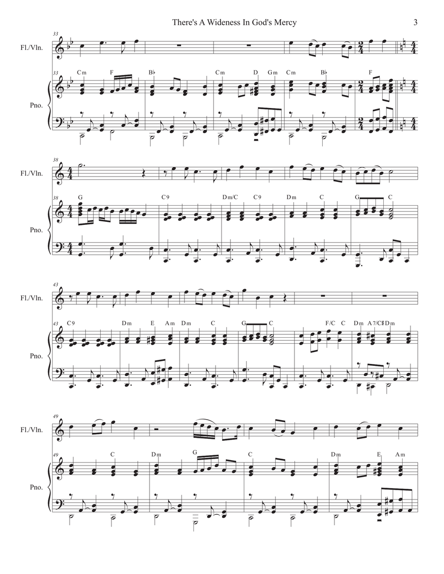 There's A Wideness In God's Mercy (Flute or Violin solo and Piano) Flute scores gallery preview page 4