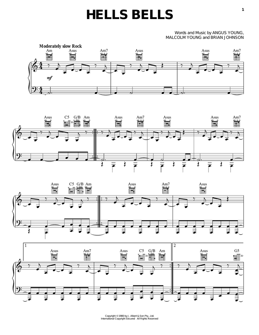 Hells Bells Acoustic Guitar scores gallery preview page 1