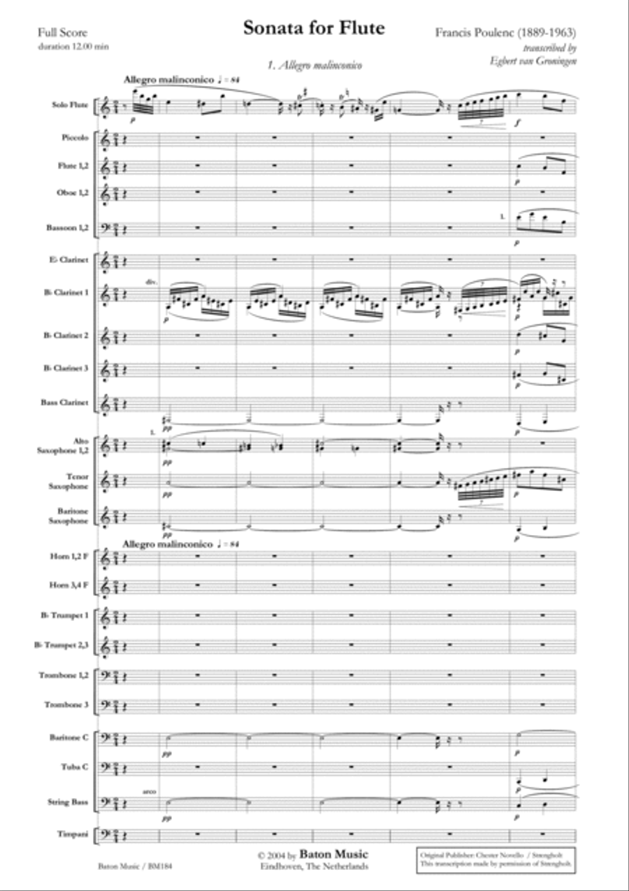 Sonata for Flute Sonata for Flute Concert Band scores gallery preview page 2