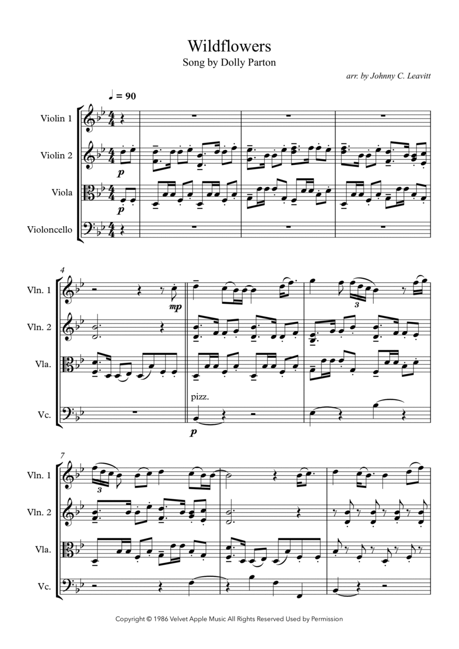 Wildflowers String Quartet scores gallery preview page 1