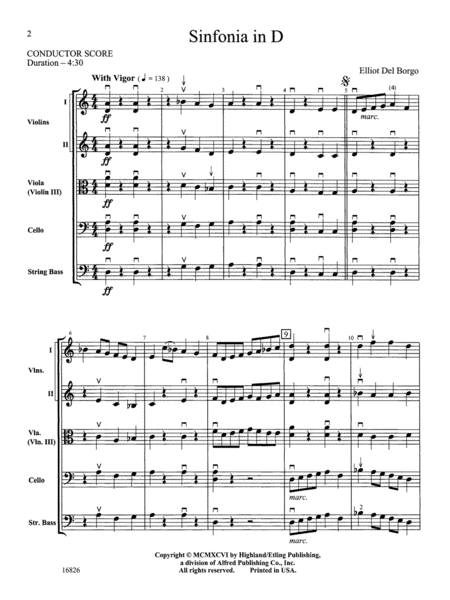 Sinfonia in D: Score