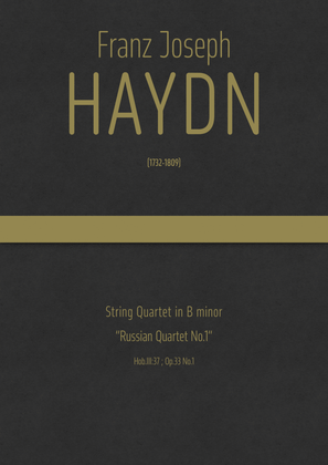 Book cover for Haydn - String Quartet in B minor, Hob.III:37 ; Op.33 No.1 · "Russian Quartet No.1"