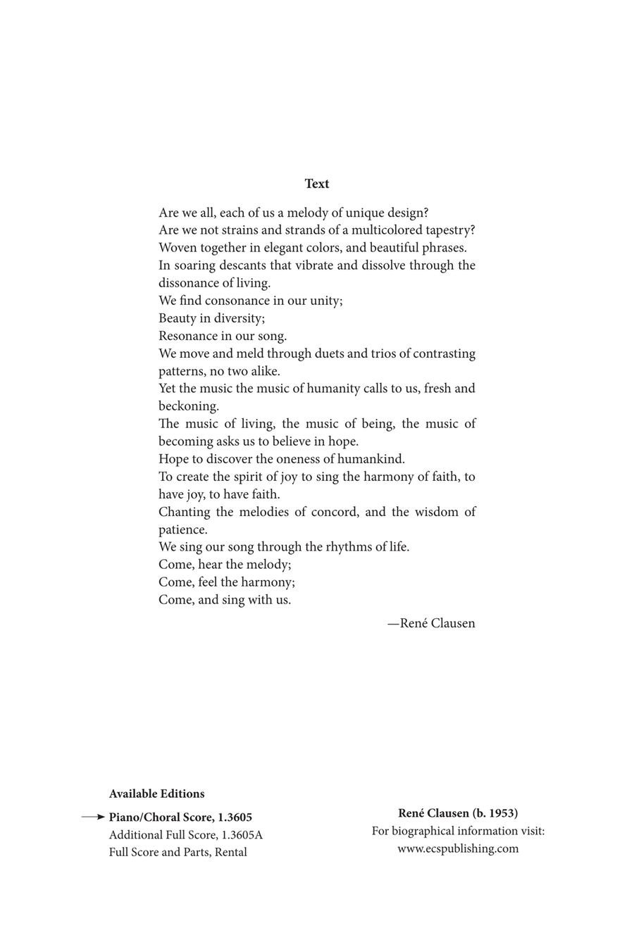 The Music of Being (Piano/Choral Score)
