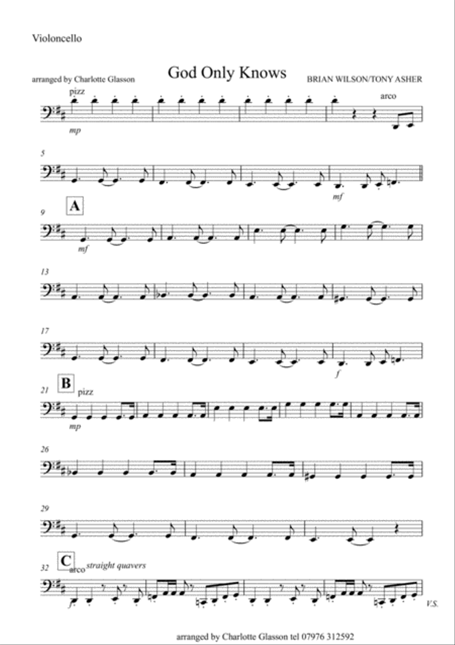 God Only Knows String Quartet scores gallery preview page 1