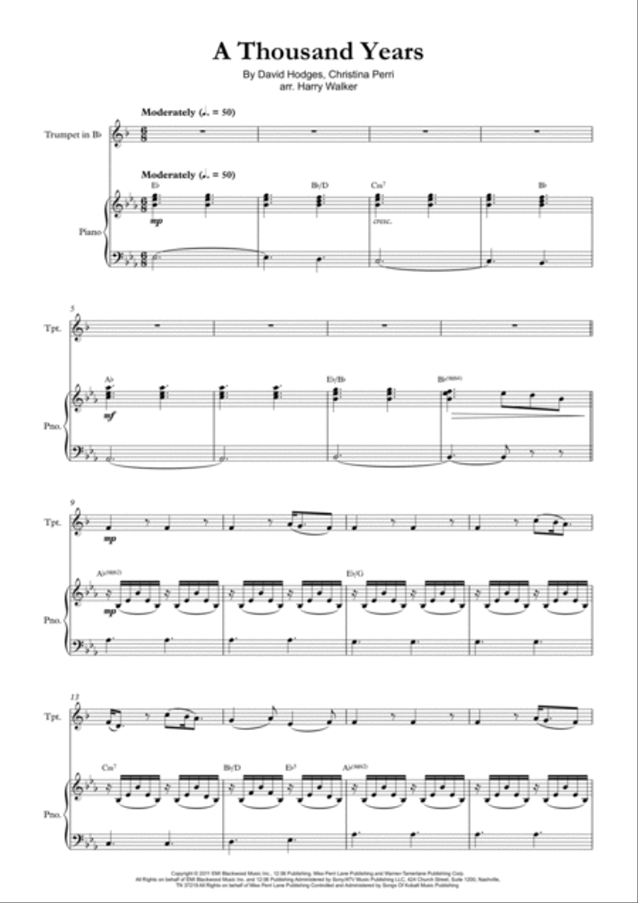 A Thousand Years Trumpet Solo scores gallery preview page 3