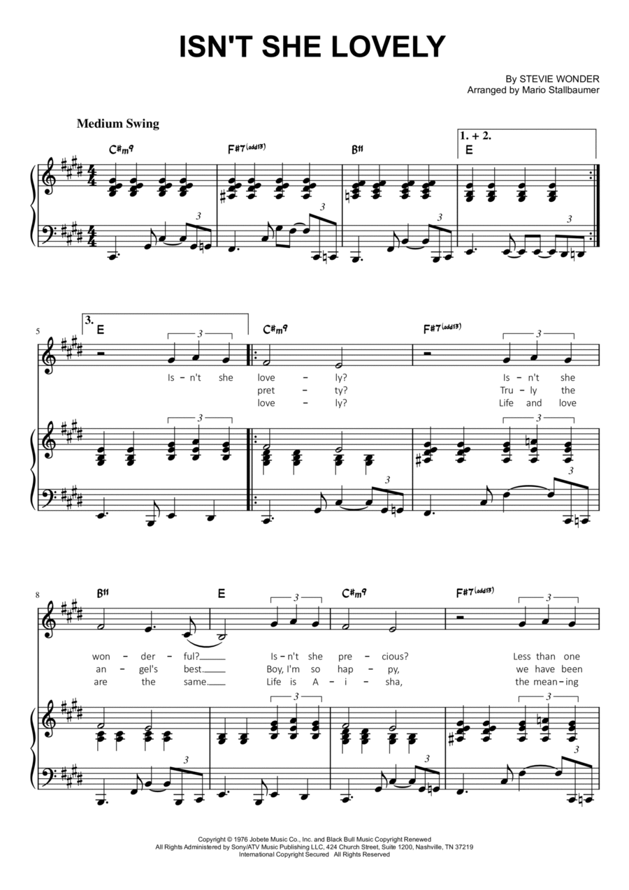 Isn't She Lovely Voice scores gallery preview page 1
