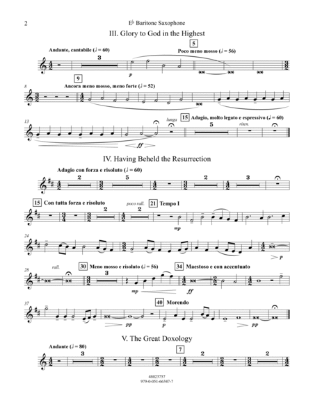 Suite from All-Night Vigil (Vespers) - Eb Baritone Saxophone