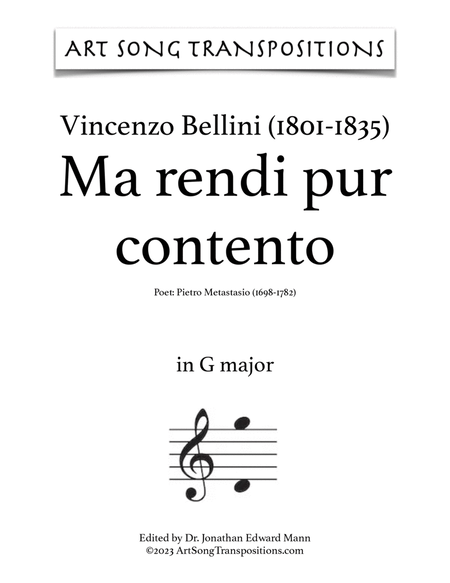 BELLINI: Ma rendi pur contento (transposed to G major and F-sharp major)