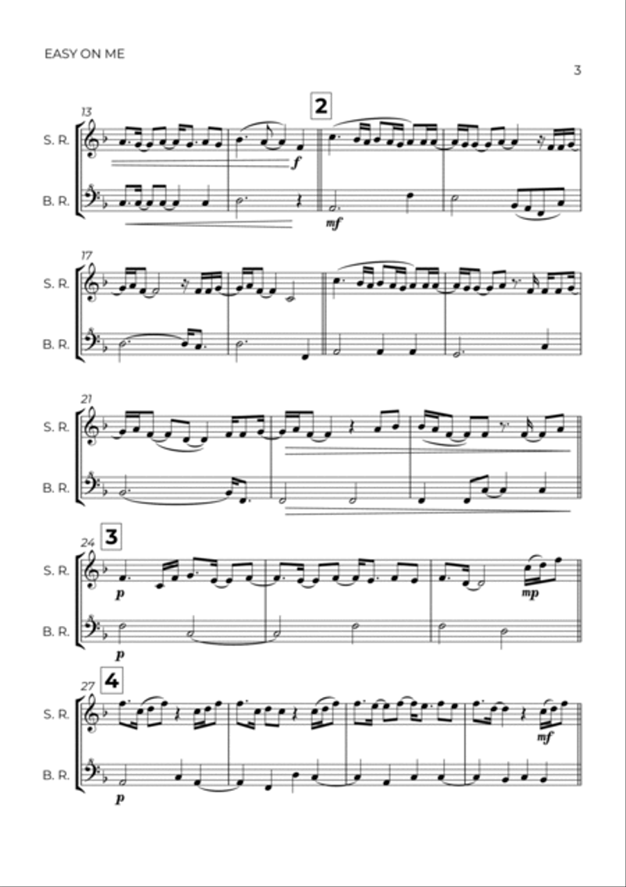 Easy On Me Woodwind Duet scores gallery preview page 3