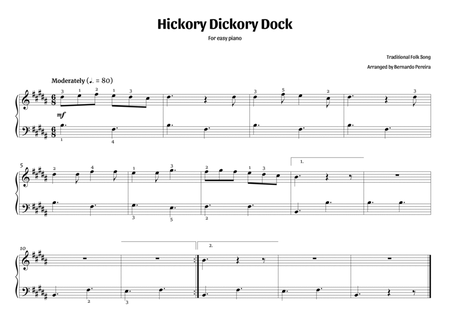 Hickory Dickory Dock (easy piano – B major) image number null