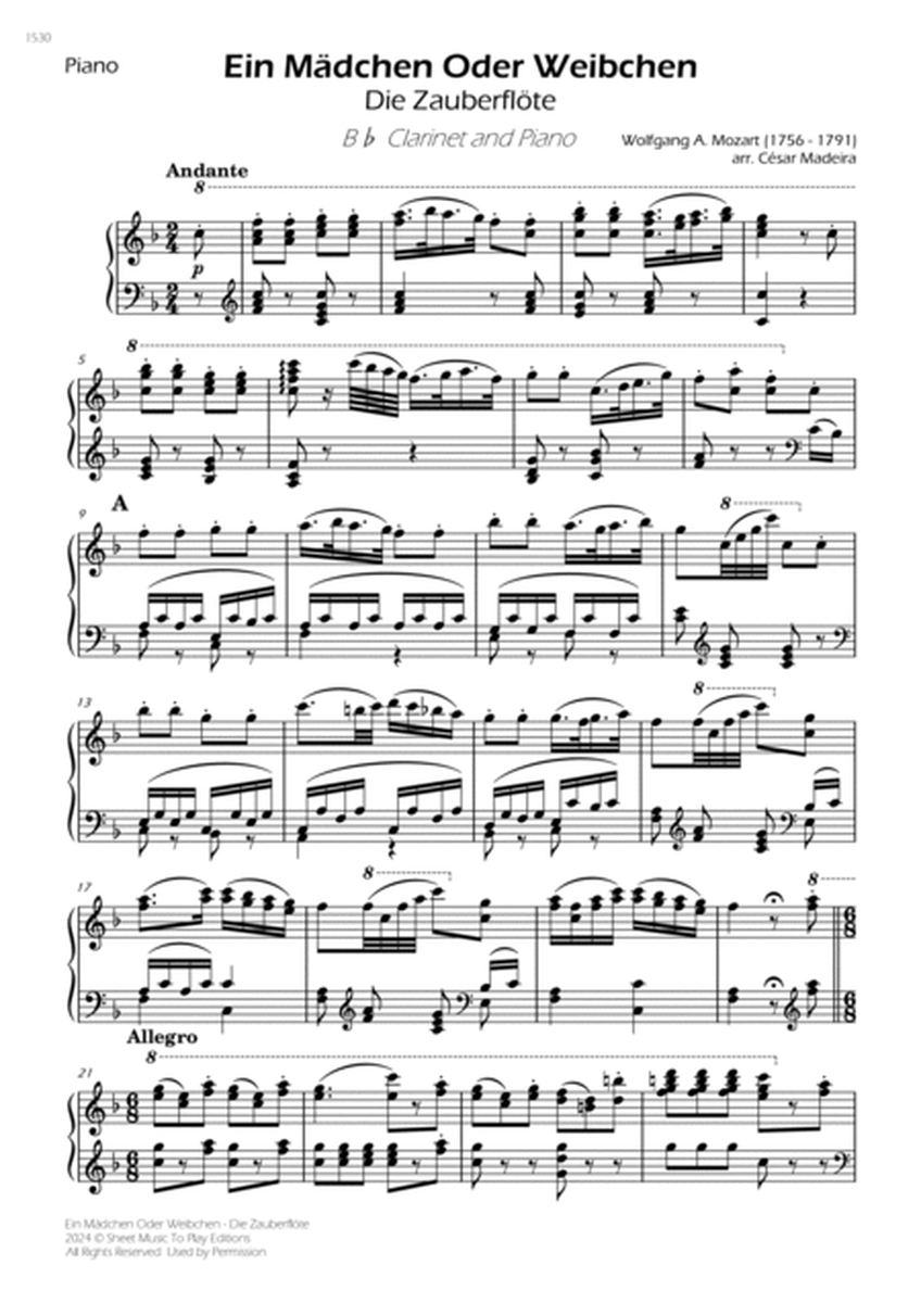 Ein Mädchen Oder Weibchen - Bb Clarinet and Piano (Individual Parts) image number null