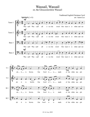Wassail, Wassail (or the Gloucestershire Wassail) for TTBB Choir, a cappella