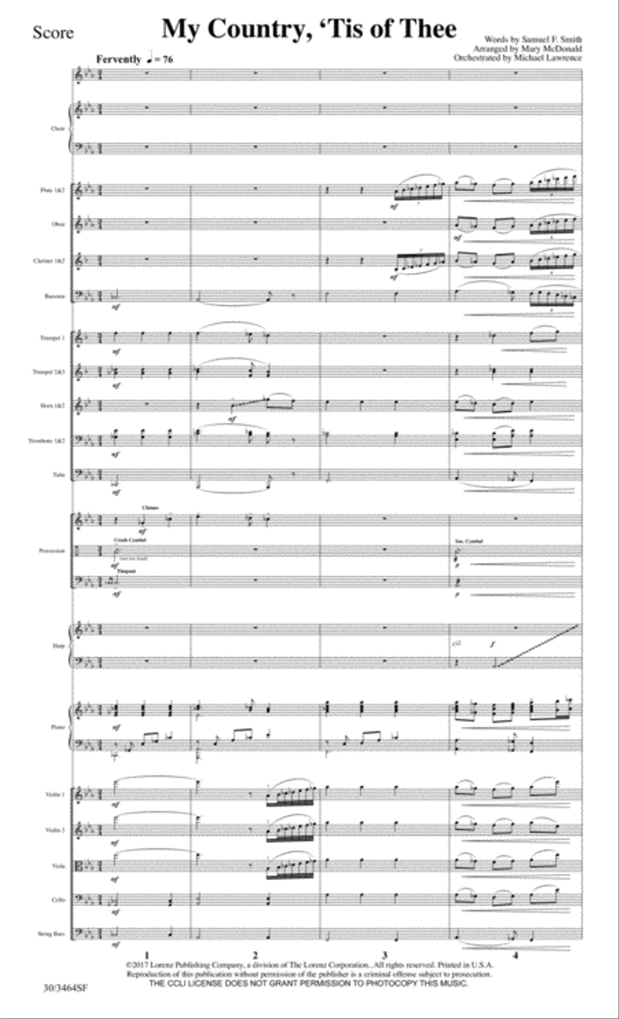 My Country, 'Tis of Thee - Orchestral Score and Parts Choir scores gallery preview page 3
