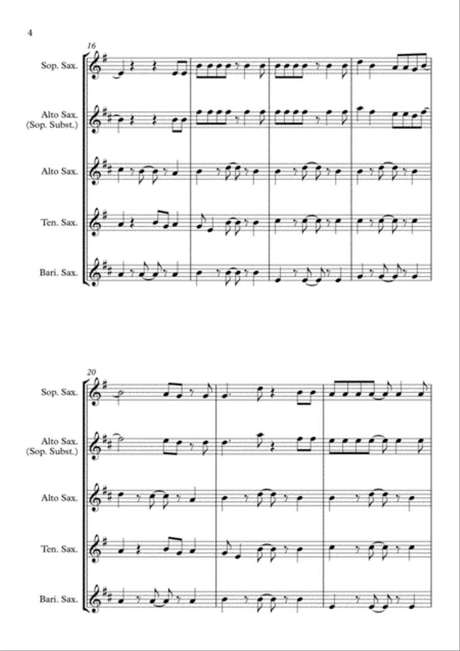 Shape Of You Saxophone Quartet scores gallery preview page 4