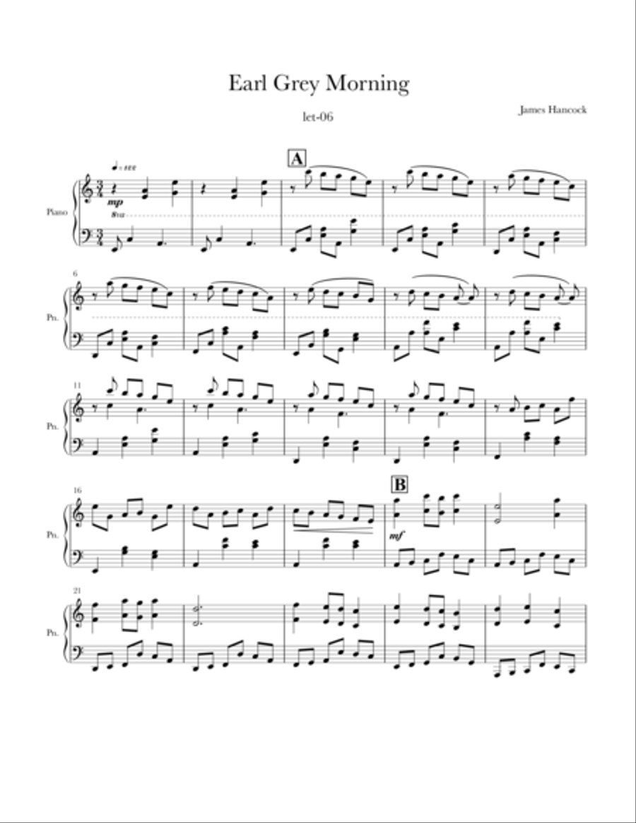Earl Grey Morning Piano Solo scores gallery preview page 1